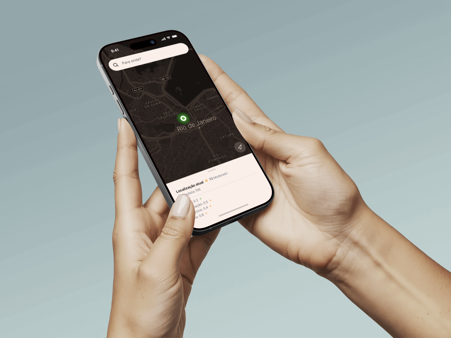 SalvaRota map screen with Rio de Janeiro safety view